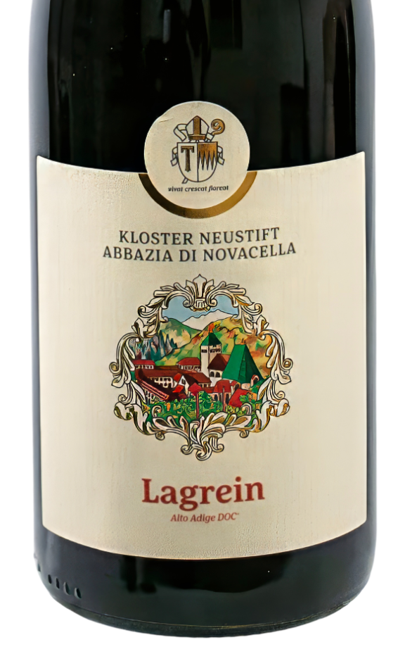 Lagrein Classica Südtiroler DOC Kloster Neustift Abtei di Novacella Lagrein Alto Adige DOC in dunkelgrüner Flasche mit roter Kapsel und cremefarbenem Etikett.