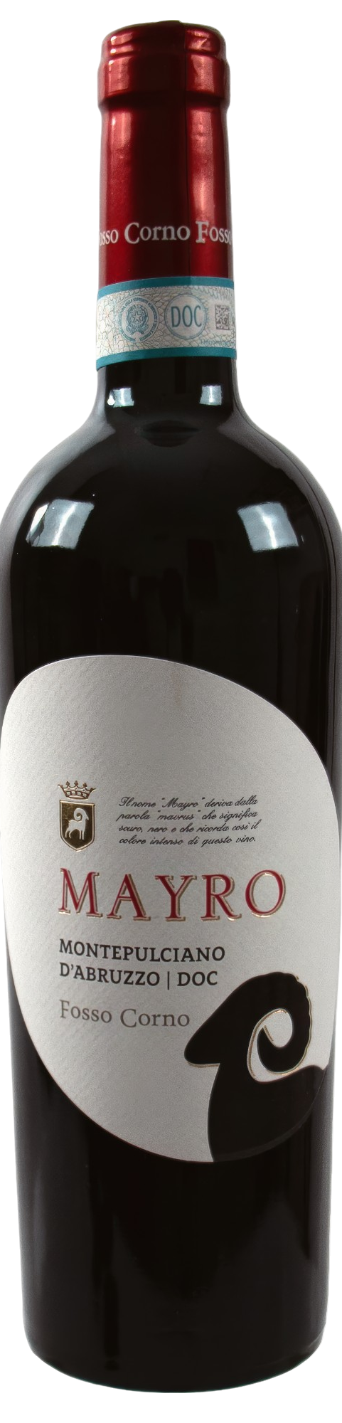 Flasche mit weißem Wein, schlank, transparent, mit einem eleganten Etikett und goldener Kappe.