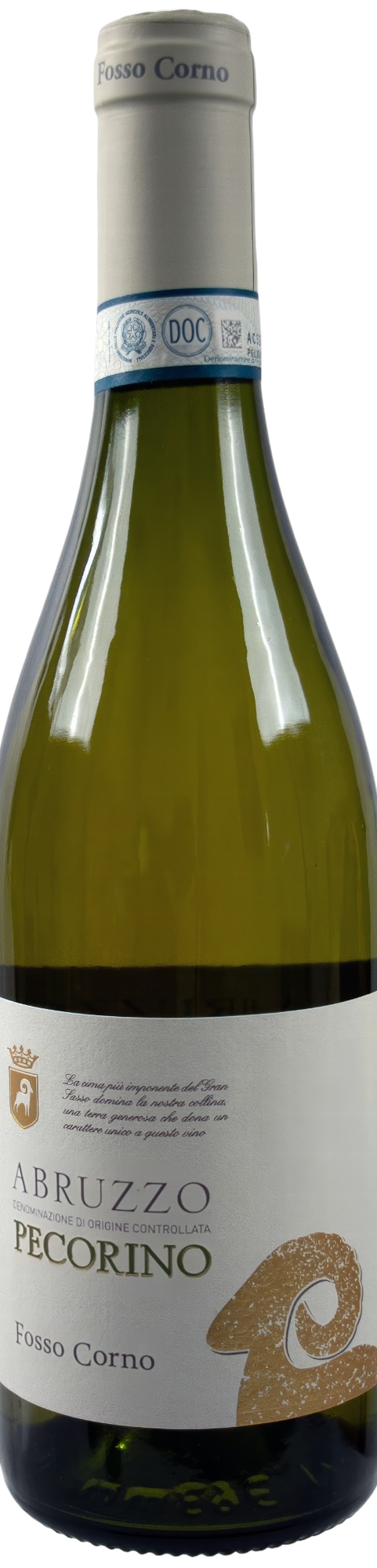 Flasche Weißwein mit Etikett und blauer Kapsel, Prosecco.